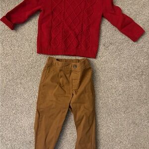 Carter's Red Sweater and Brown Pants Set